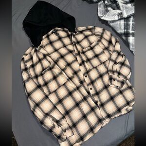 Forever 21 Plaid Long Sleeve Hoodie Medium